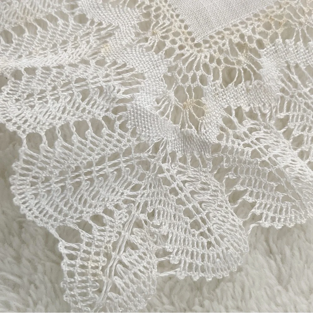 Vintage Bruges Belgium Bobbin Lace Handkerchief Rococo Boxed Linen Bridal Hankie